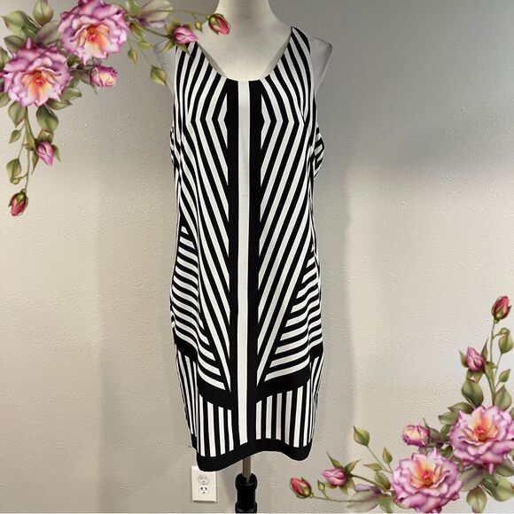 J.Taylor geometric Striped Sleeveless mini Dress size 10 - Picture 1 of 13